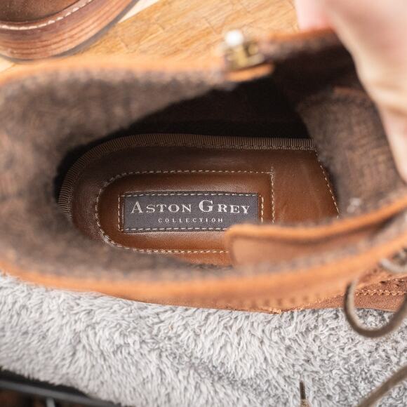 Aston Grey Brown Kongal Lace-Up Cap-Toe Boots Mens Size 13 - Picture 6 of 9